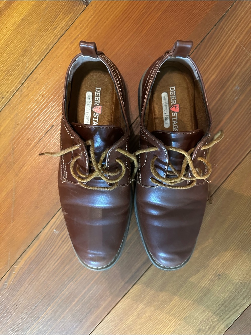 Deer Stags big kids Brown Leather Lace-Up Shoes - size 3